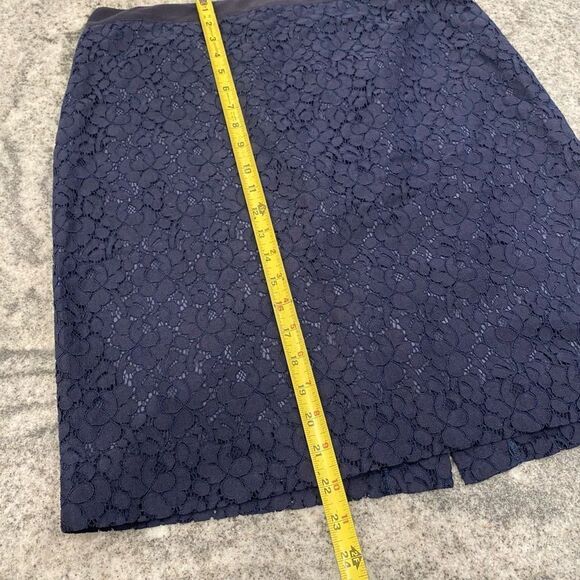 J Crew 8 Navy The Pencil Skirt Dark Blue Lace Medium Dress - Picture 5 of 9
